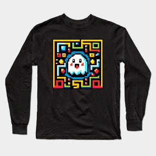 8-Bit Ghost Maze - Retro Pixel Arcade Game Design Long Sleeve T-Shirt